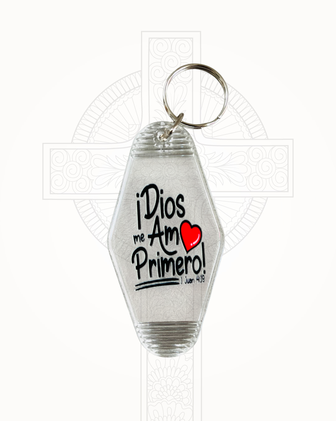 Llavero Clear Dios Me Amó Primero