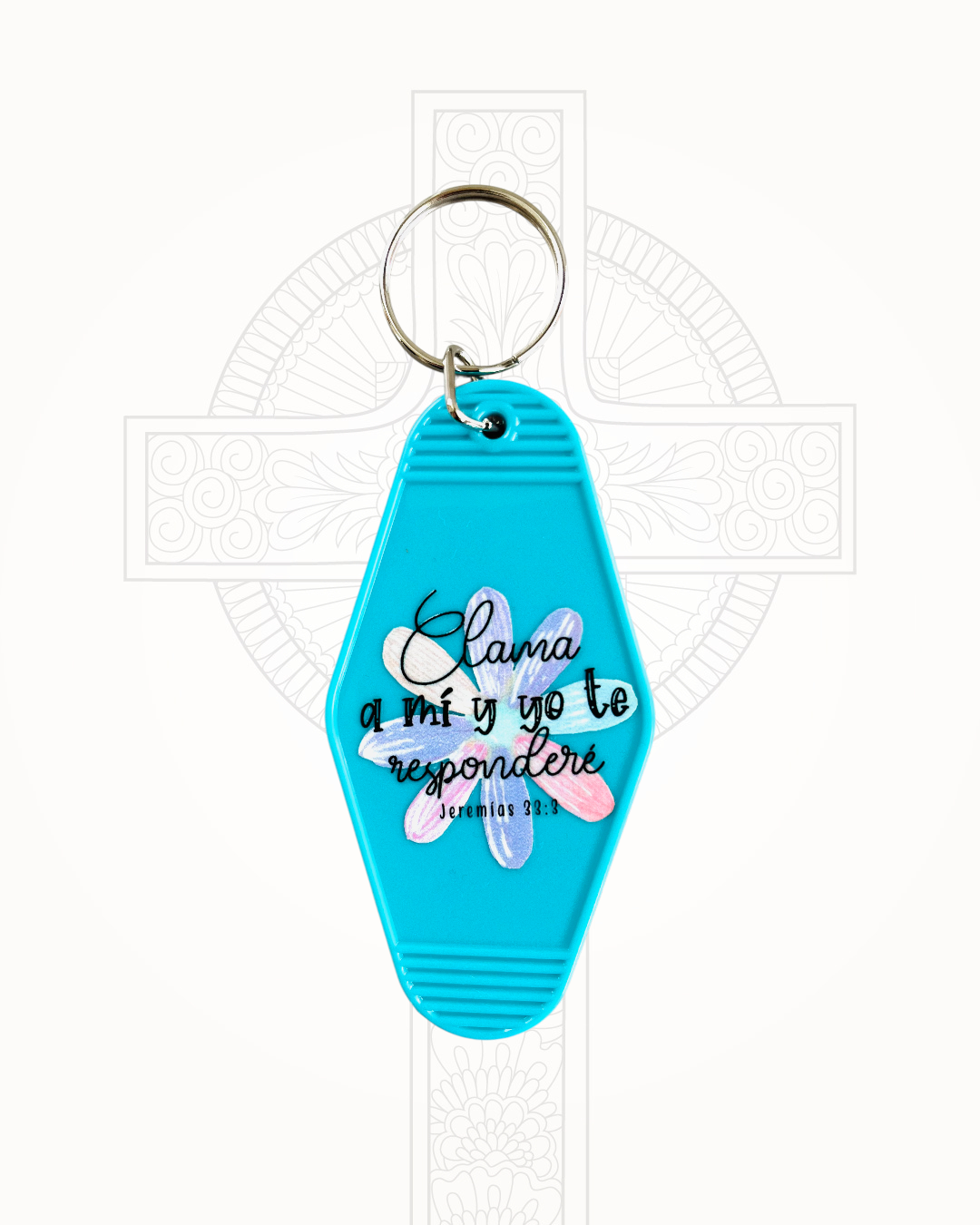 Llavero Azul Menta Clama A Mi Y Yo Te Respondere