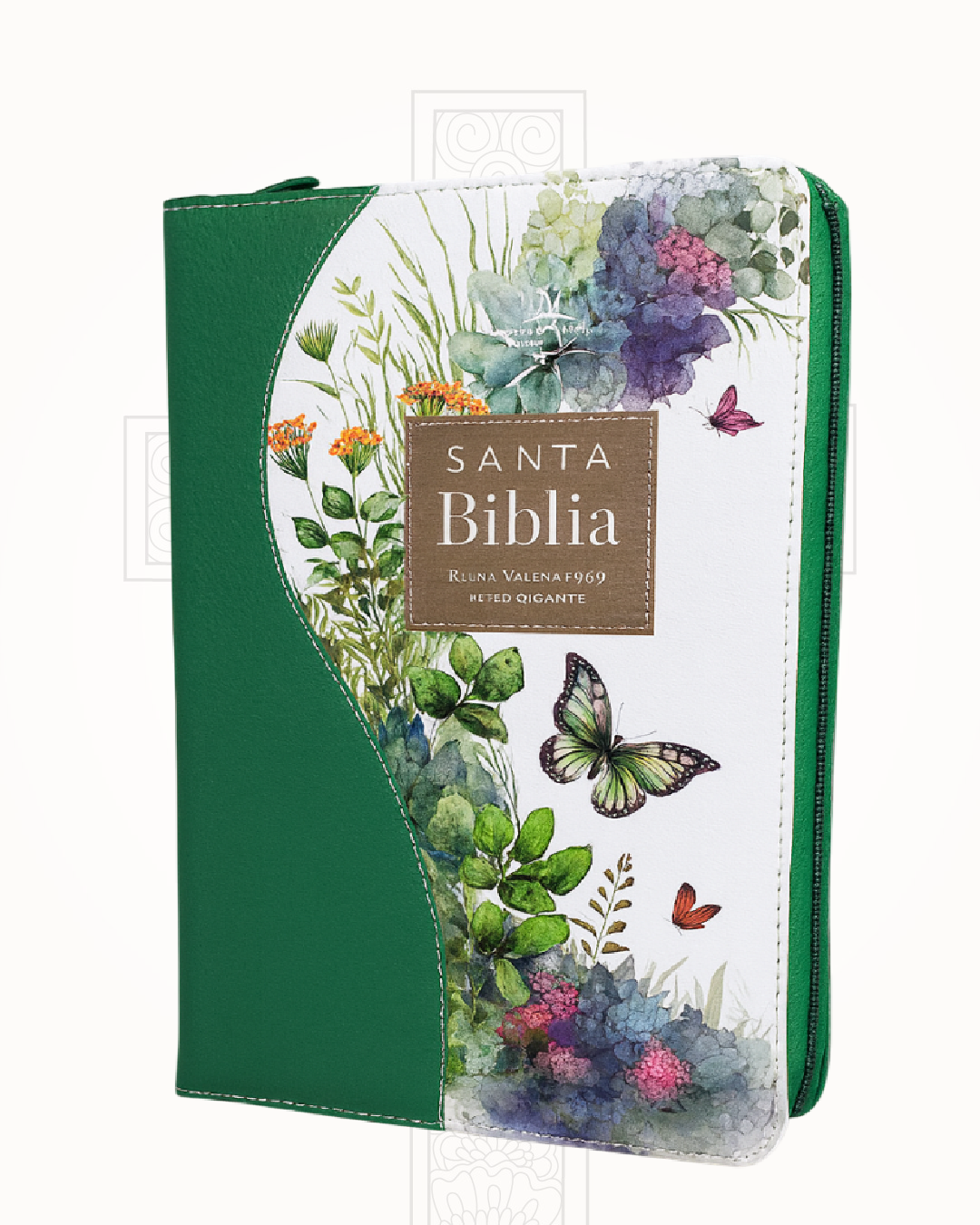 Biblia Reina Valera 1960 Verde Floral con Mariposa Letra Gigante 14 pts