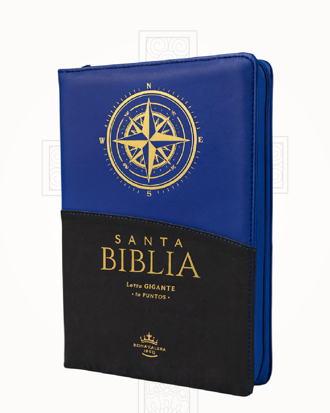 Biblia Reina Valera 1960 Negro y Azul con Brújula Letra Gigante 14 pts