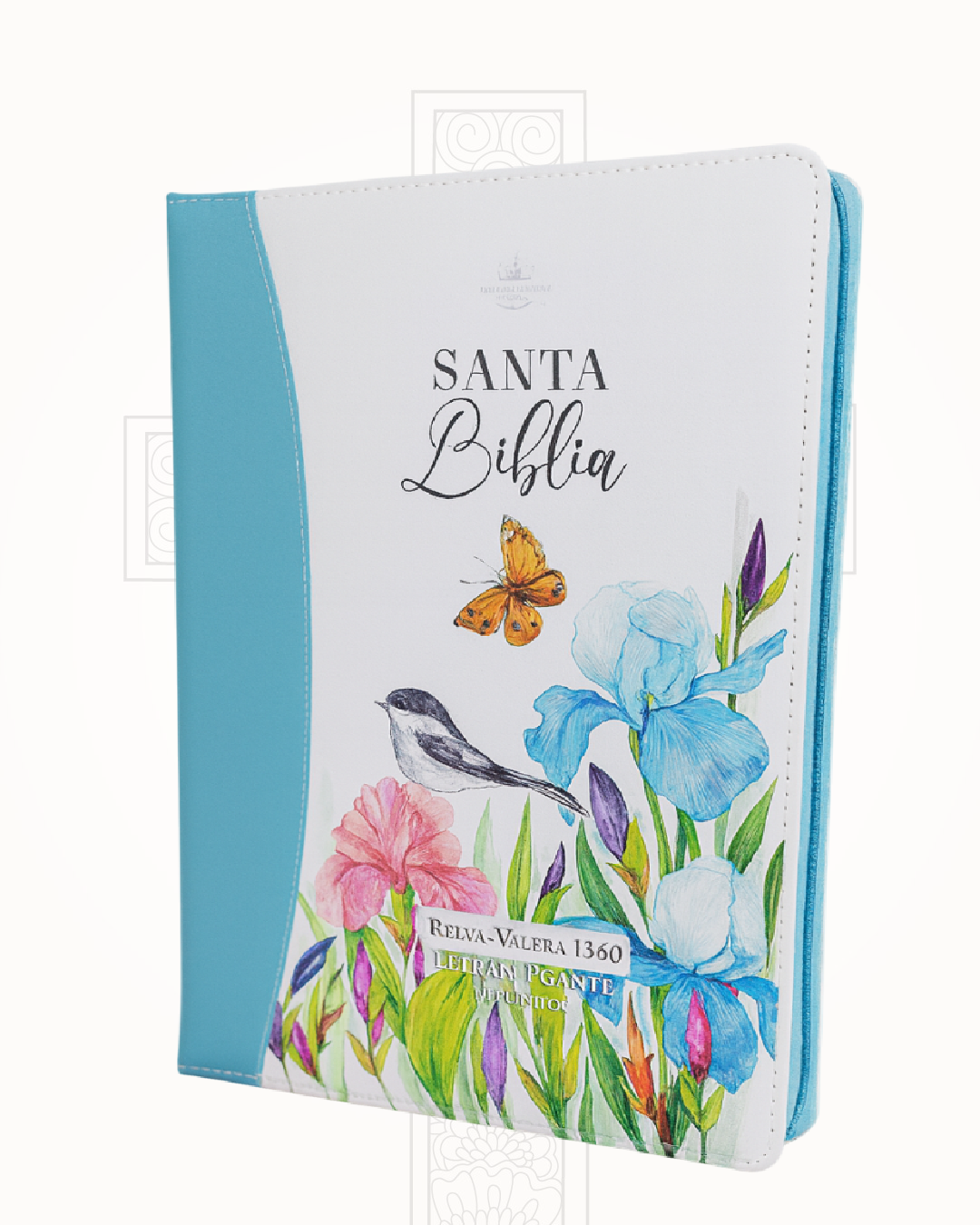 Biblia Reina Valera 1960 Turquesa Canto Floral Letra Súper Gigante 19 pts