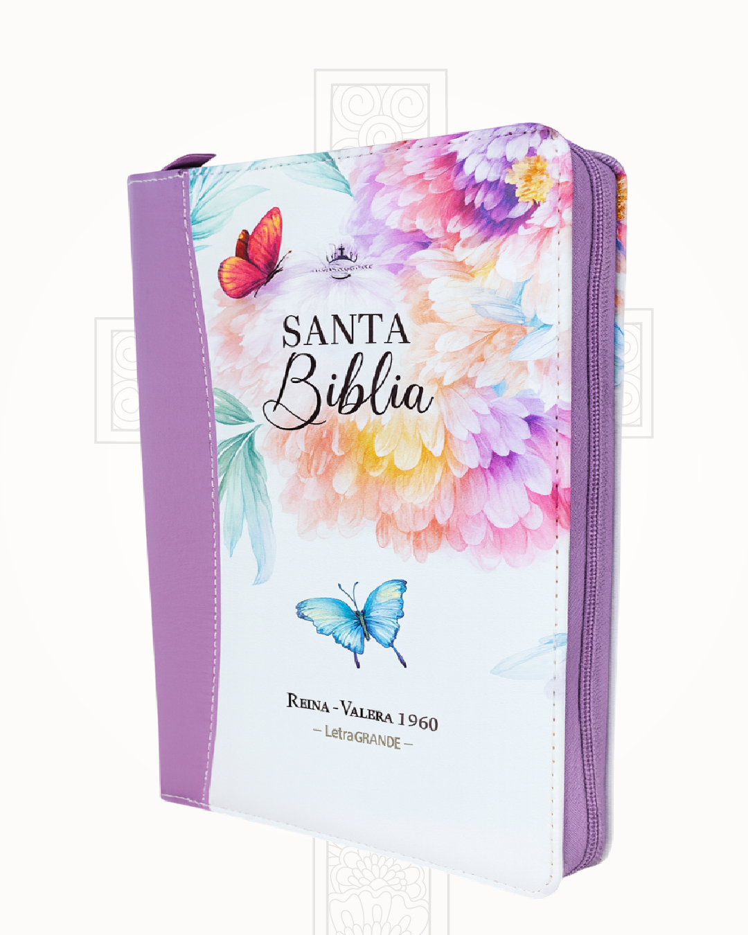 Biblia Reina Valera 1960 Lila Floral Letra Grande 12 pts