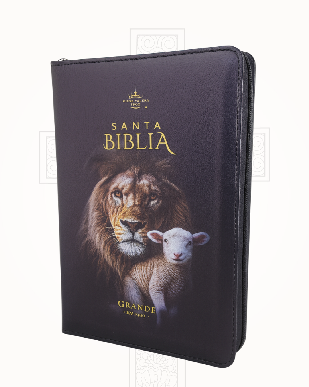 Biblia Reina Valera 1960 Negra León y Cordero Acostado Letra Gigante 14 pts